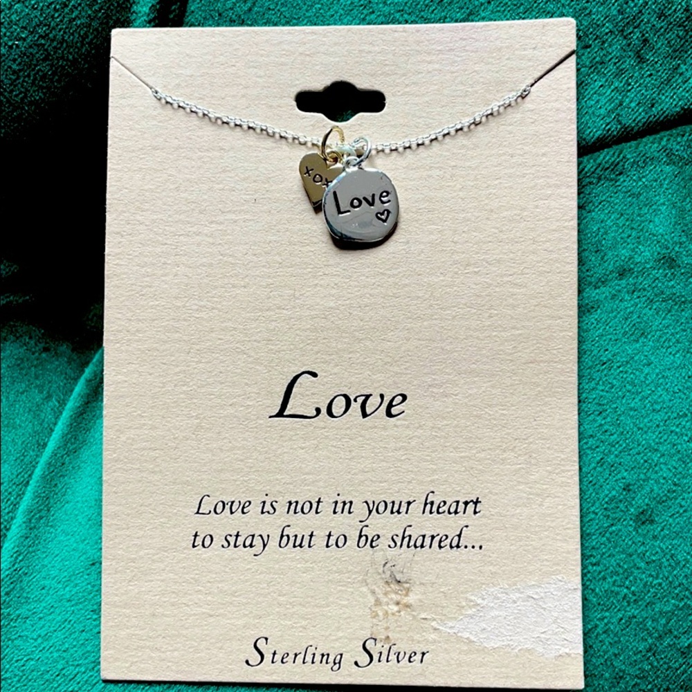 LOVE STERLING SILVER NECKLACE WITH DOUBLE CHARM